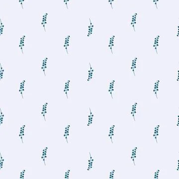 Little blue lily of the valley elements shapes seamless pattern. Light backgr Stock Illustration