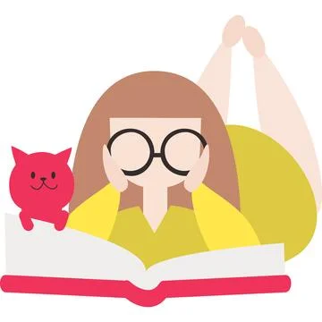 Little book lover reading vector icon isolated Stock Illustration