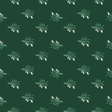 Little botanic seamless pattern with doodle lemon branches ornament. Green tu Stock Illustration
