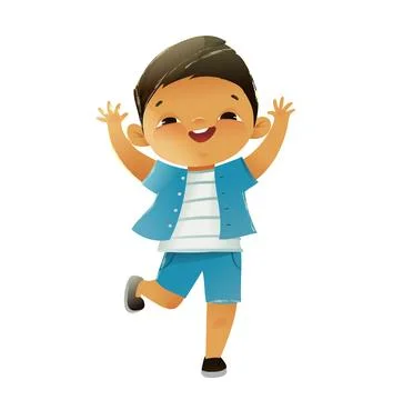 Little Boy Asian Playing Isolated Kids Character Stock Illustration