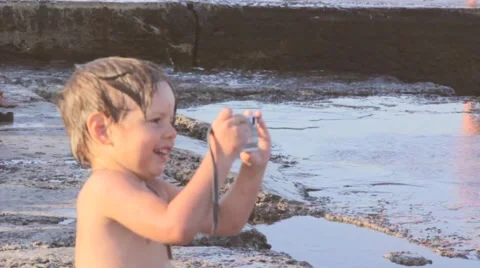 Little boy on the beach Stock Footage 49671740