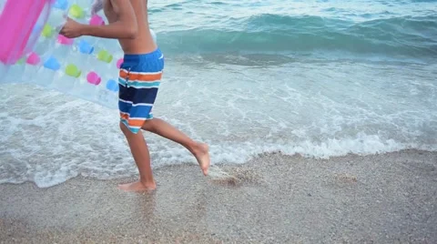 Little boy on beach Stock Footage 53321525