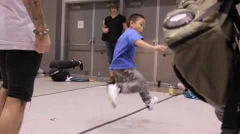 Little Boy Break Dancing Stock Footage 41477890