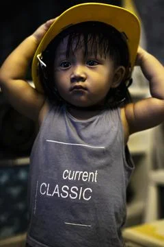 Little Boy As Builder Construction Worker At Living Room Stock Photos