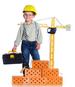 Little boy builder Fotos de archivo