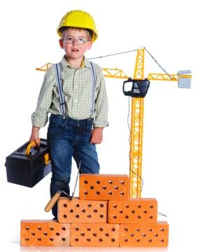 Little boy builder 写真素材