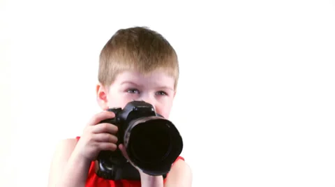 Little boy with a camera Stock Footage 37204397