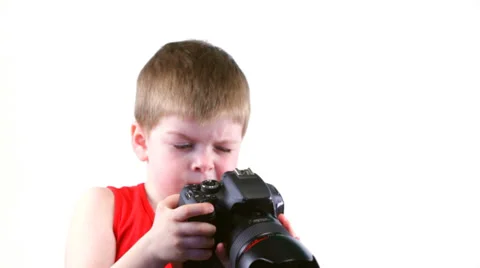 Little boy with a camera Stock Footage 37204411