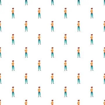 Little boy cartoon character pattern with crossed arms Stock Illustration