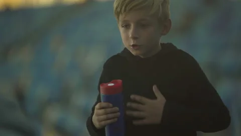 Little boy choking on water and coughing... | Stock Video | Pond5