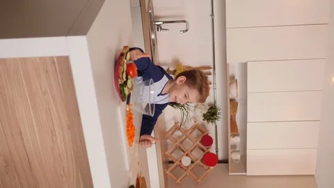 Little boy coocking breakfast Stock Footage 91821148