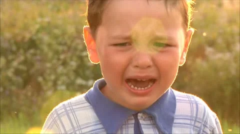 Little boy crying Stock Footage
