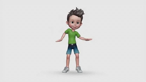 Little Boy Dancing Loop on Alpha Channel Stock Footage 163658736