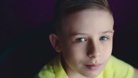 Little boy does homework, writes useful information. Slow Motion. Stock Footage 132057530