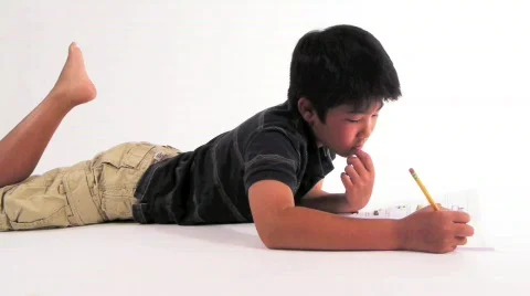 Little Boy Doing Homework Stock Footage 823253