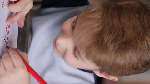 Little boy is drawing Video stock 91810166