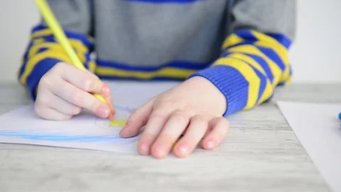 Little boy drawing Stock Footage 95115642