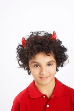 Little Boy Dressed as Devil Stock Photos
