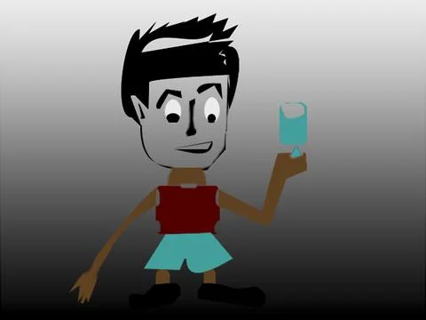 Little boy drinking Stock Illustration