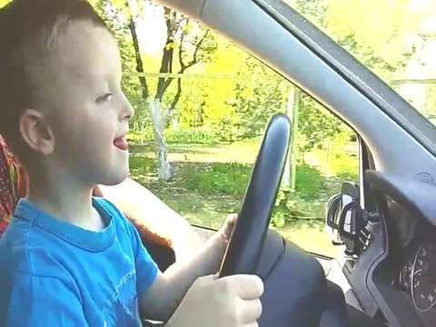Little boy driving Video stock 80446629
