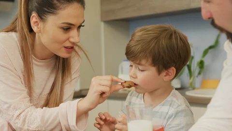 Little boy eating a cookie Stock Footage 100001036