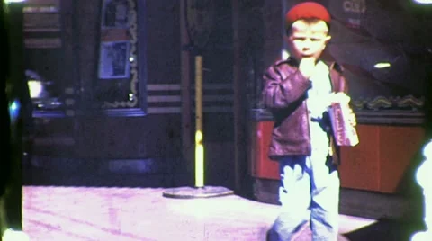 Little Boy Eats Cracker Jacks FAST FOOD SNACK 1940s Vintage Film Home Movie 1625 Stock Footage 10268642