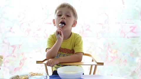 The little boy eats Stock Footage 52430703