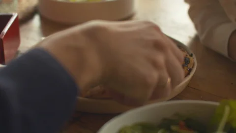 Little boy eats pizza at lunch in a cafe 스톡 동영상 120794734