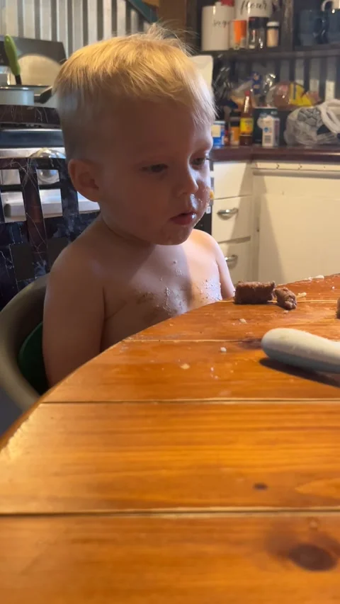 Little Boy Falls Asleep at the Table, Paden, Oklahoma, USA Stock Footage 339634968
