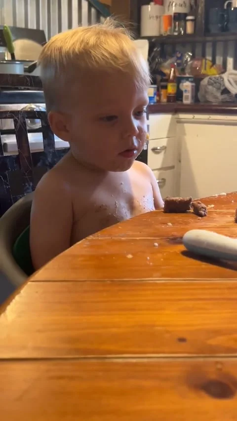 Little Boy Falls Asleep at the Table, Paden, Oklahoma, USA Stock Footage 339634970
