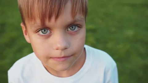 Little boy gazes at the camera closely Video stock 160712646
