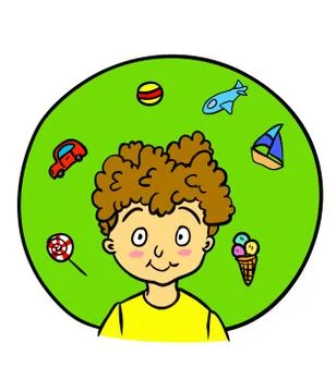 Little boy on green Stock Illustration