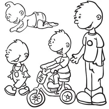 Little boy growing up Stock Illustration
