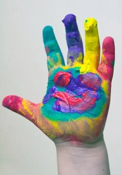Little boy hands painted Stock Photos
