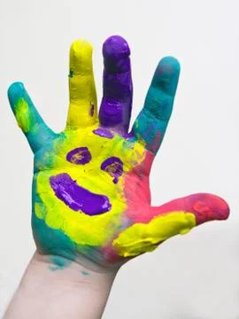 Little boy hands painted Stock Photos