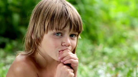 Little boy having fun looking at the camera Stock Footage 25675158