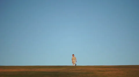 Little Boy on Hill Stock Footage 48949835