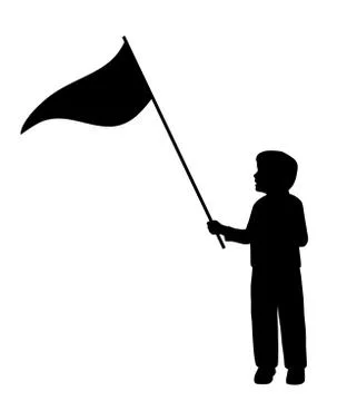 Little boy holding triangle pennant flag Stock Illustration