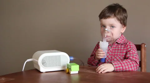 The Little Boy With an Inhaler 2 Stock Footage 66252180
