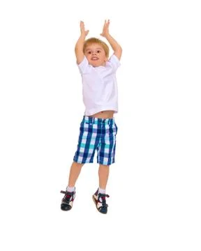 Little boy jumping Stock Photos