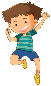 Little boy jumping up on white background Stock Illustration