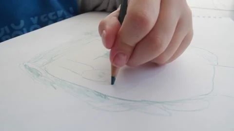 Little Boy, Kid Drawing Stock Footage 149456981