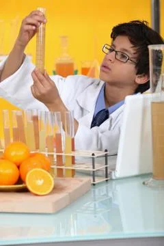 Little boy in a lab Stock Photos