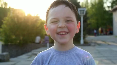  little boy laughs and smiles  Stock Footage