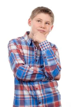 Little boy looking up Stock Photos