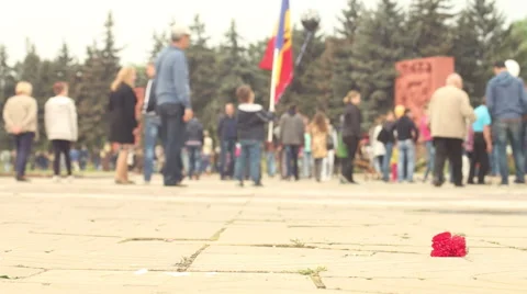 Little boy with Moldovan flag in the crowd 스톡 동영상 63505067