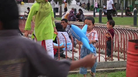 Little boy outside Mosque Stock Footage