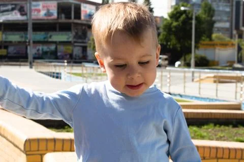 Little boy in the park face expression Stock Photos
