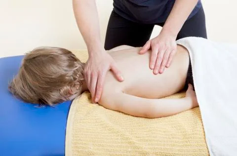 Little boy in physiotherapy Stock Photos
