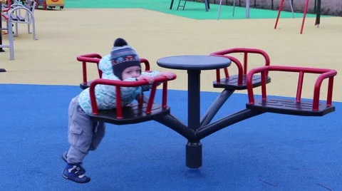 Little boy on the playground Stock Footage 50743368